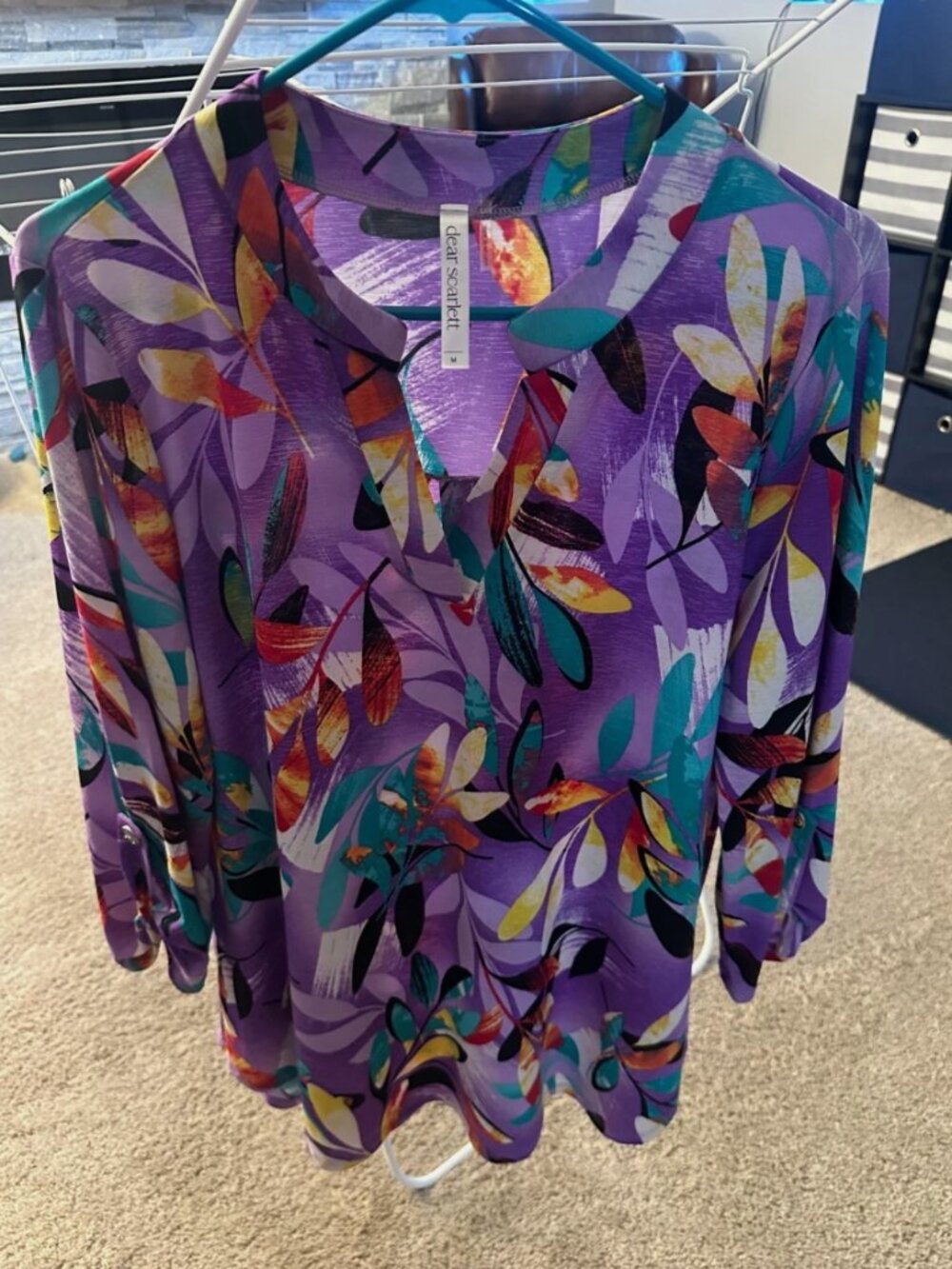 Ladies Dear Scarlett Lizzy Top- Purple Floral- Medium